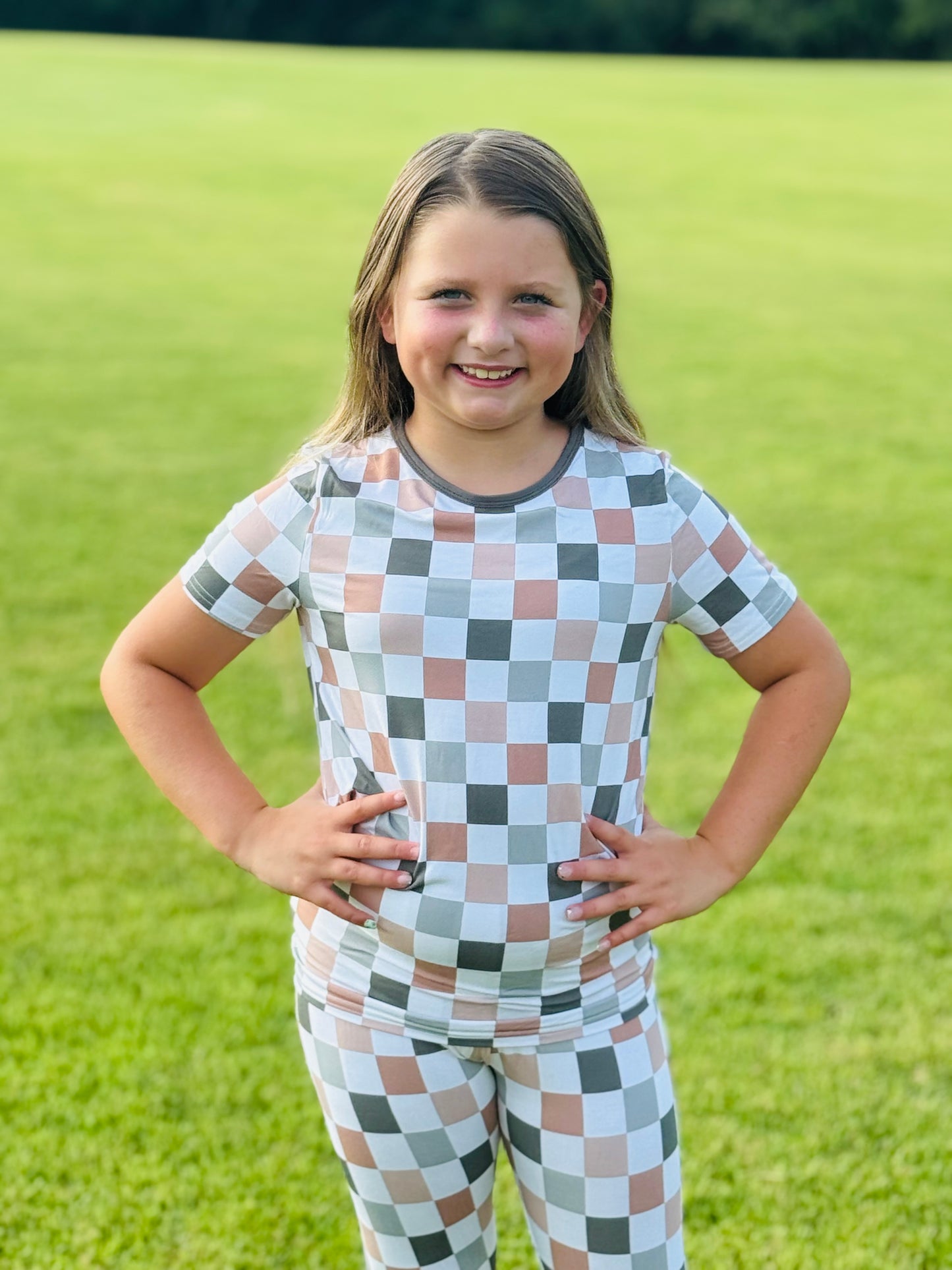 Cozy checks 2 piece kids pj set