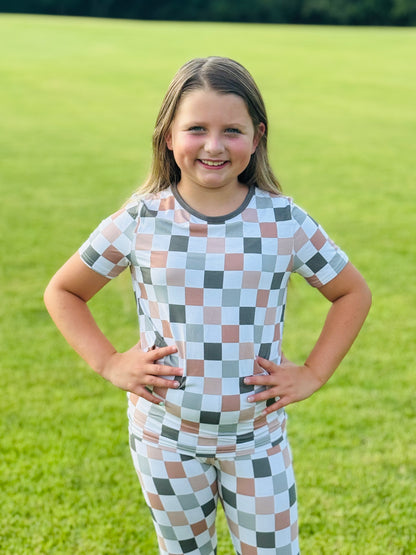 Cozy checks 2 piece kids pj set