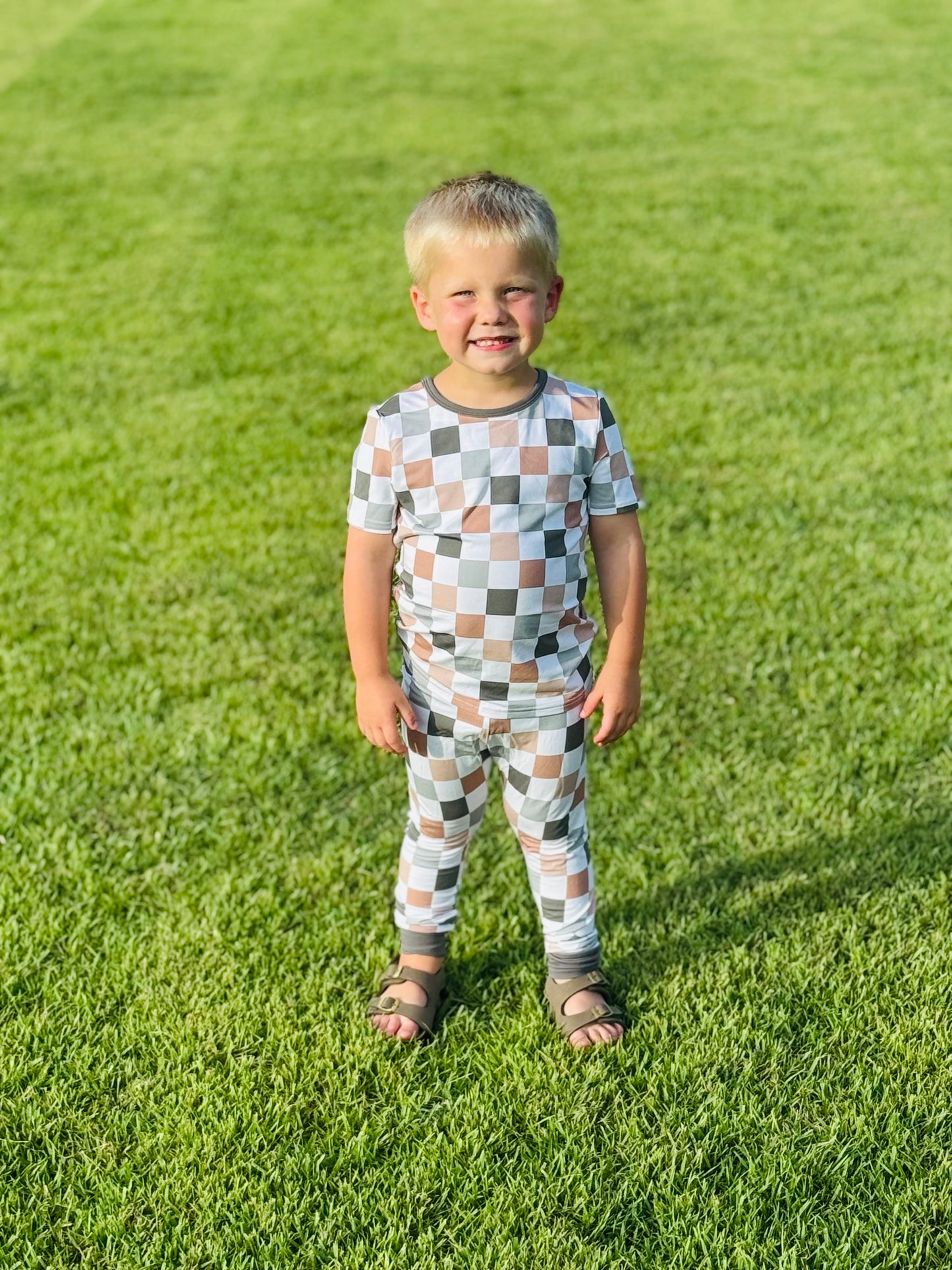 Cozy checks 2 piece kids pj set