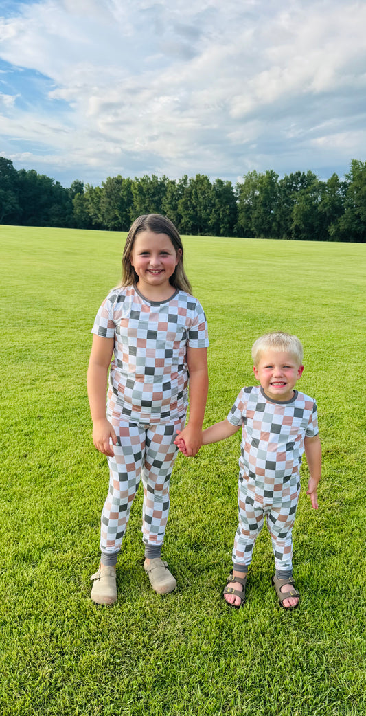 Cozy checks 2 piece kids pj set